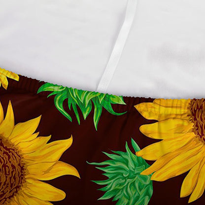 Brown Sunflower Pattern Print Sofa Cover