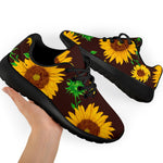 Brown Sunflower Pattern Print Sport Shoes GearFrost