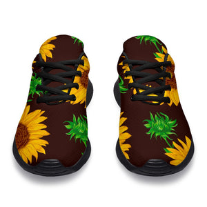 Brown Sunflower Pattern Print Sport Shoes GearFrost