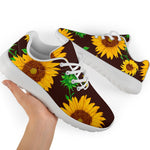 Brown Sunflower Pattern Print Sport Shoes GearFrost