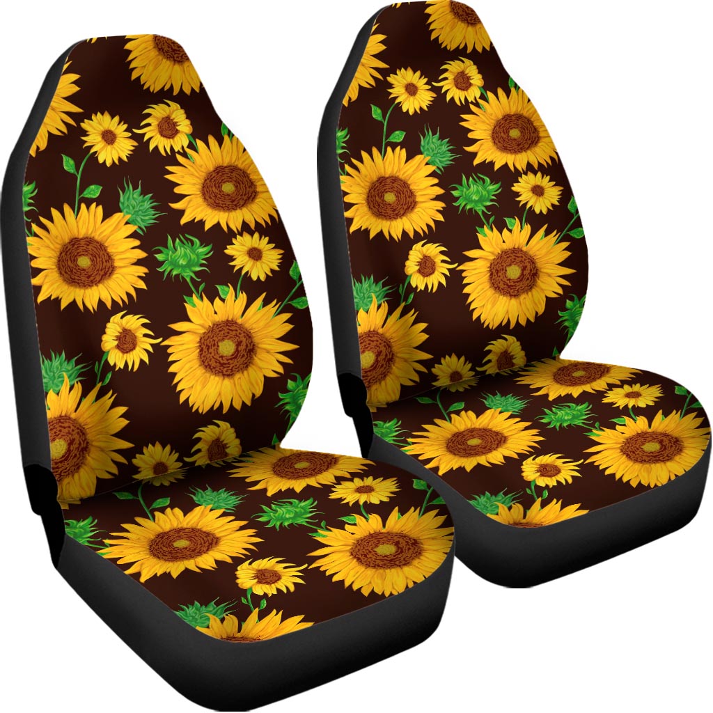Brown Sunflower Pattern Print Universal Fit Car Seat Covers