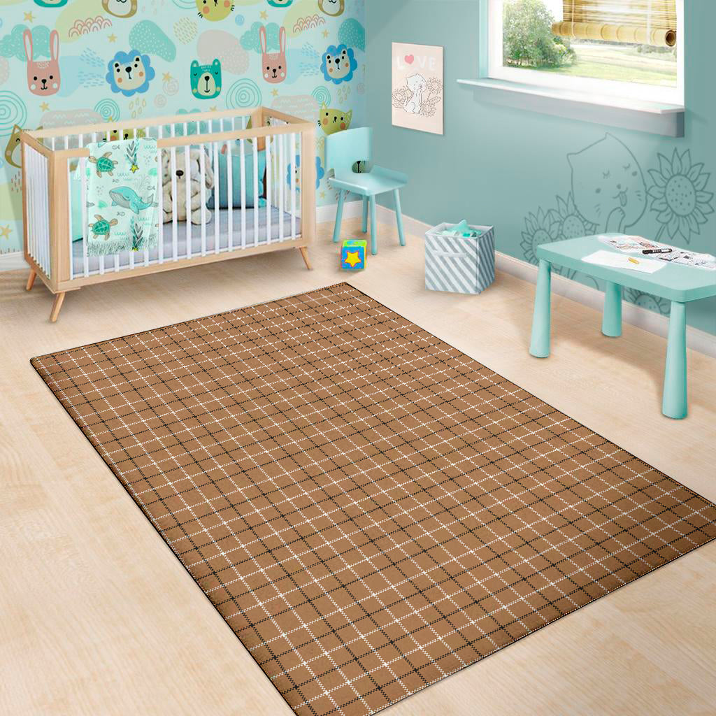 Brown Tattersall Pattern Print Area Rug
