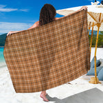 Brown Tattersall Pattern Print Beach Sarong Wrap