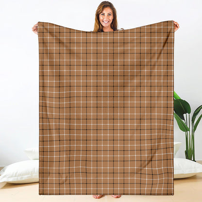 Brown Tattersall Pattern Print Blanket