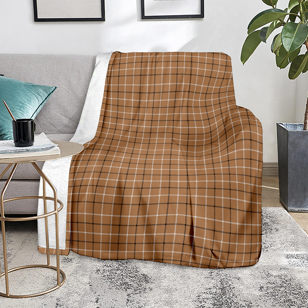 Brown Tattersall Pattern Print Blanket