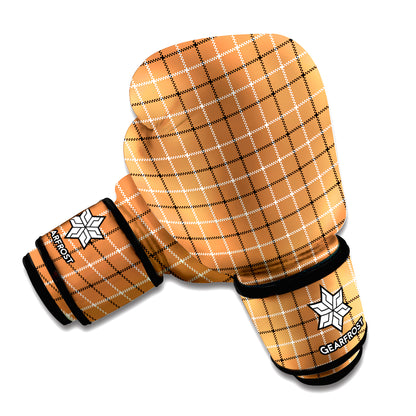 Brown Tattersall Pattern Print Boxing Gloves