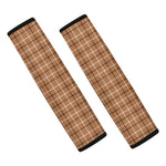 Brown Tattersall Pattern Print Car Seat Belt Covers