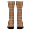 Brown Tattersall Pattern Print Crew Socks