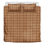 Brown Tattersall Pattern Print Duvet Cover Bedding Set