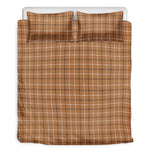 Brown Tattersall Pattern Print Duvet Cover Bedding Set