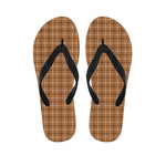 Brown Tattersall Pattern Print Flip Flops
