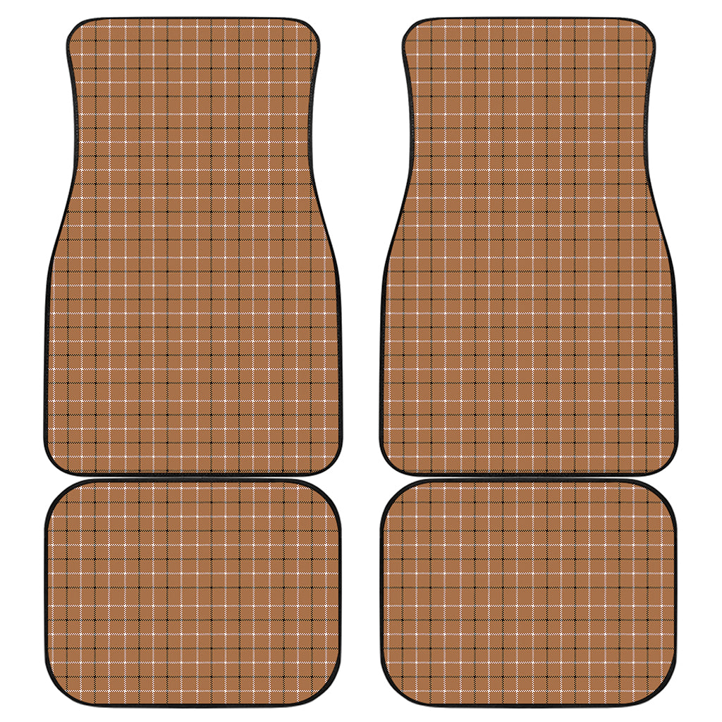 Brown Tattersall Pattern Print Front and Back Car Floor Mats