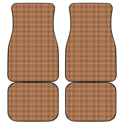 Brown Tattersall Pattern Print Front and Back Car Floor Mats