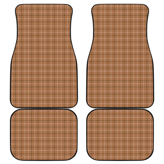 Brown Tattersall Pattern Print Front and Back Car Floor Mats