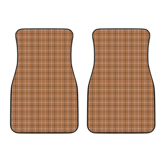 Brown Tattersall Pattern Print Front Car Floor Mats