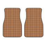 Brown Tattersall Pattern Print Front Car Floor Mats