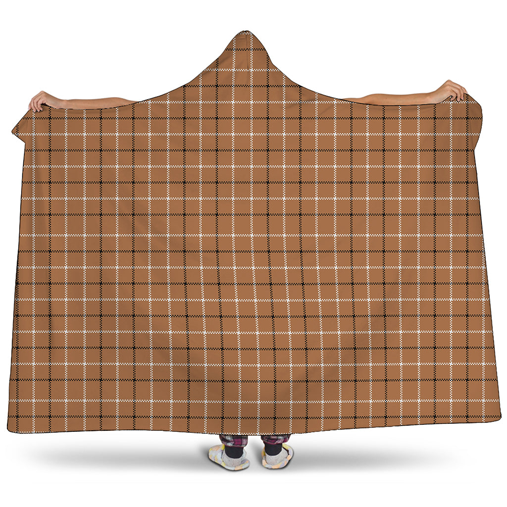 Brown Tattersall Pattern Print Hooded Blanket