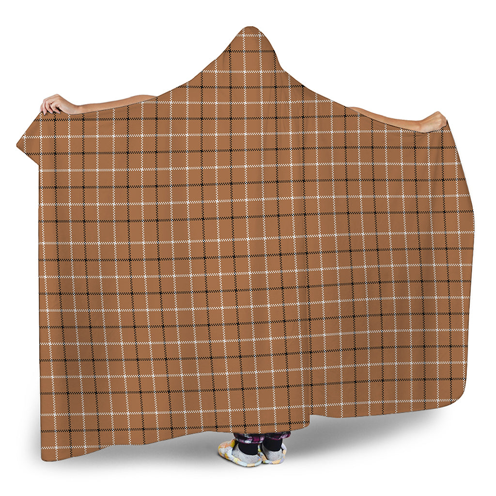 Brown Tattersall Pattern Print Hooded Blanket