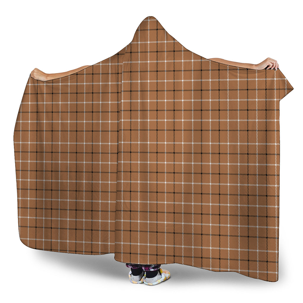 Brown Tattersall Pattern Print Hooded Blanket