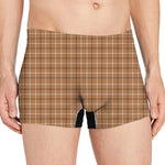Brown Tattersall Pattern Print Men's Boxer Briefs
