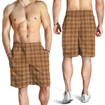 Brown Tattersall Pattern Print Men's Shorts