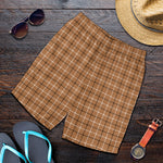 Brown Tattersall Pattern Print Men's Shorts