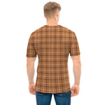 Brown Tattersall Pattern Print Men's T-Shirt