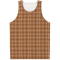 Brown Tattersall Pattern Print Men's Tank Top