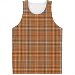 Brown Tattersall Pattern Print Men's Tank Top