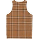 Brown Tattersall Pattern Print Men's Tank Top