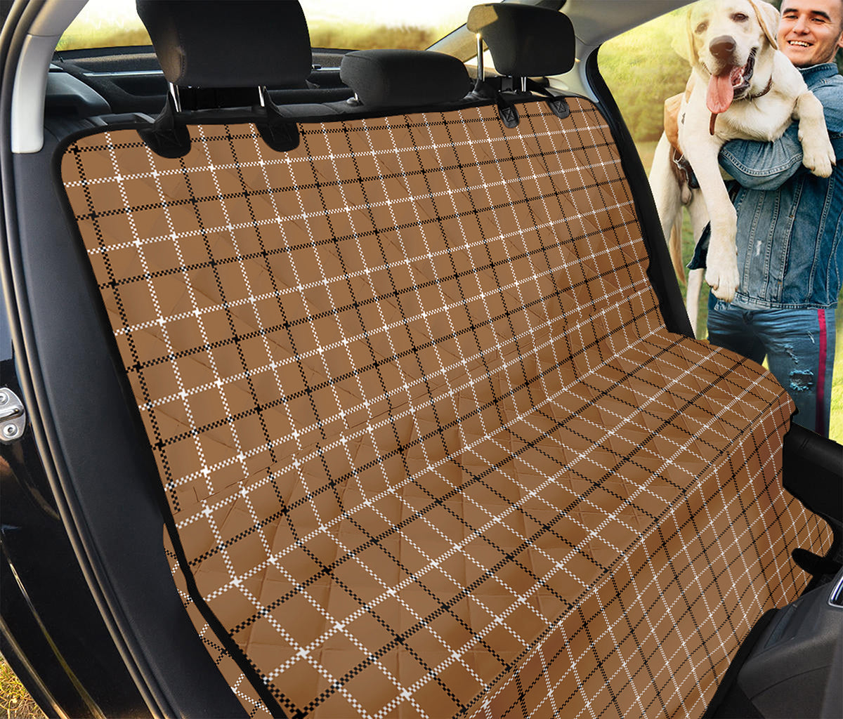Brown Tattersall Pattern Print Pet Car Back Seat Cover