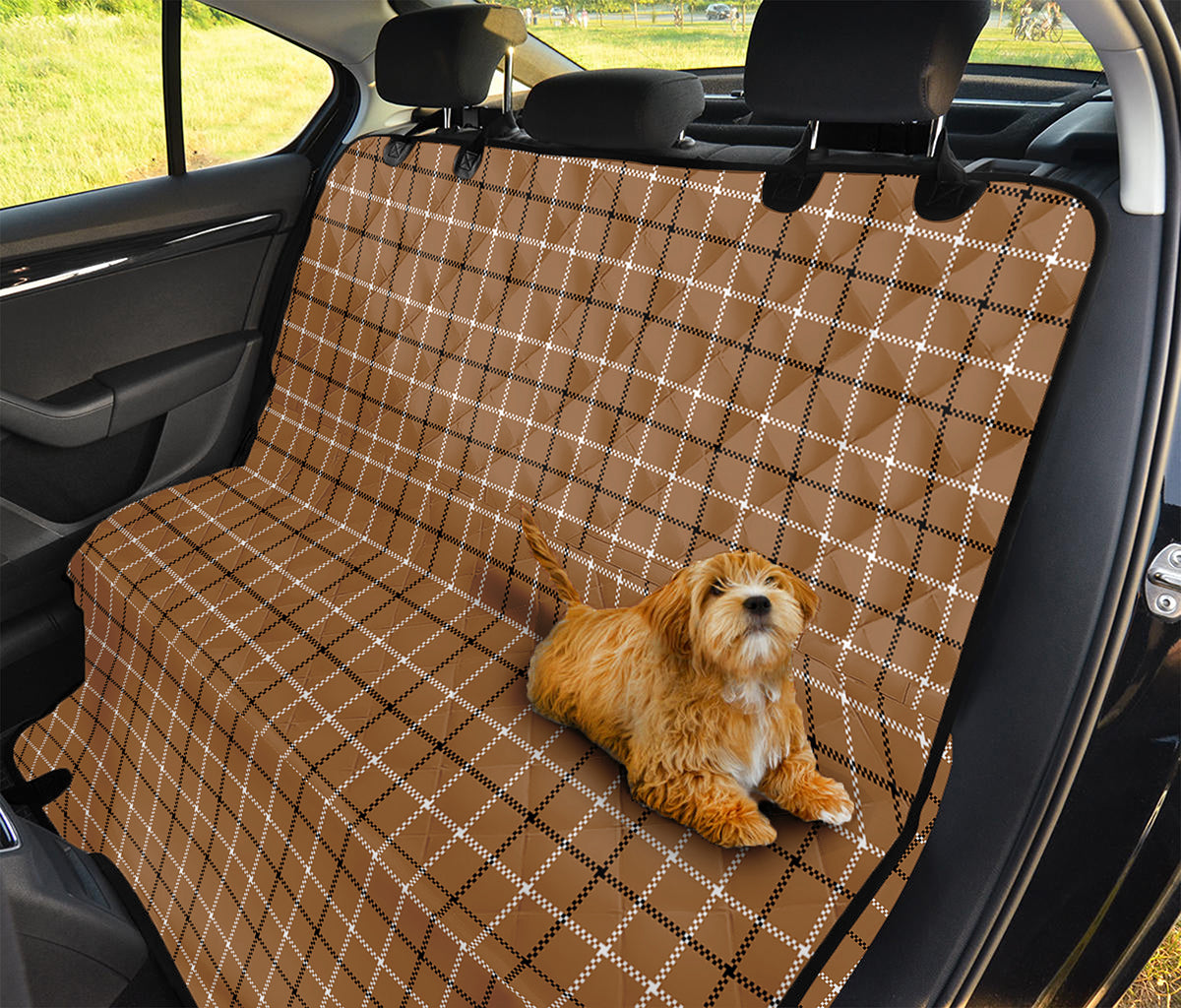 Brown Tattersall Pattern Print Pet Car Back Seat Cover