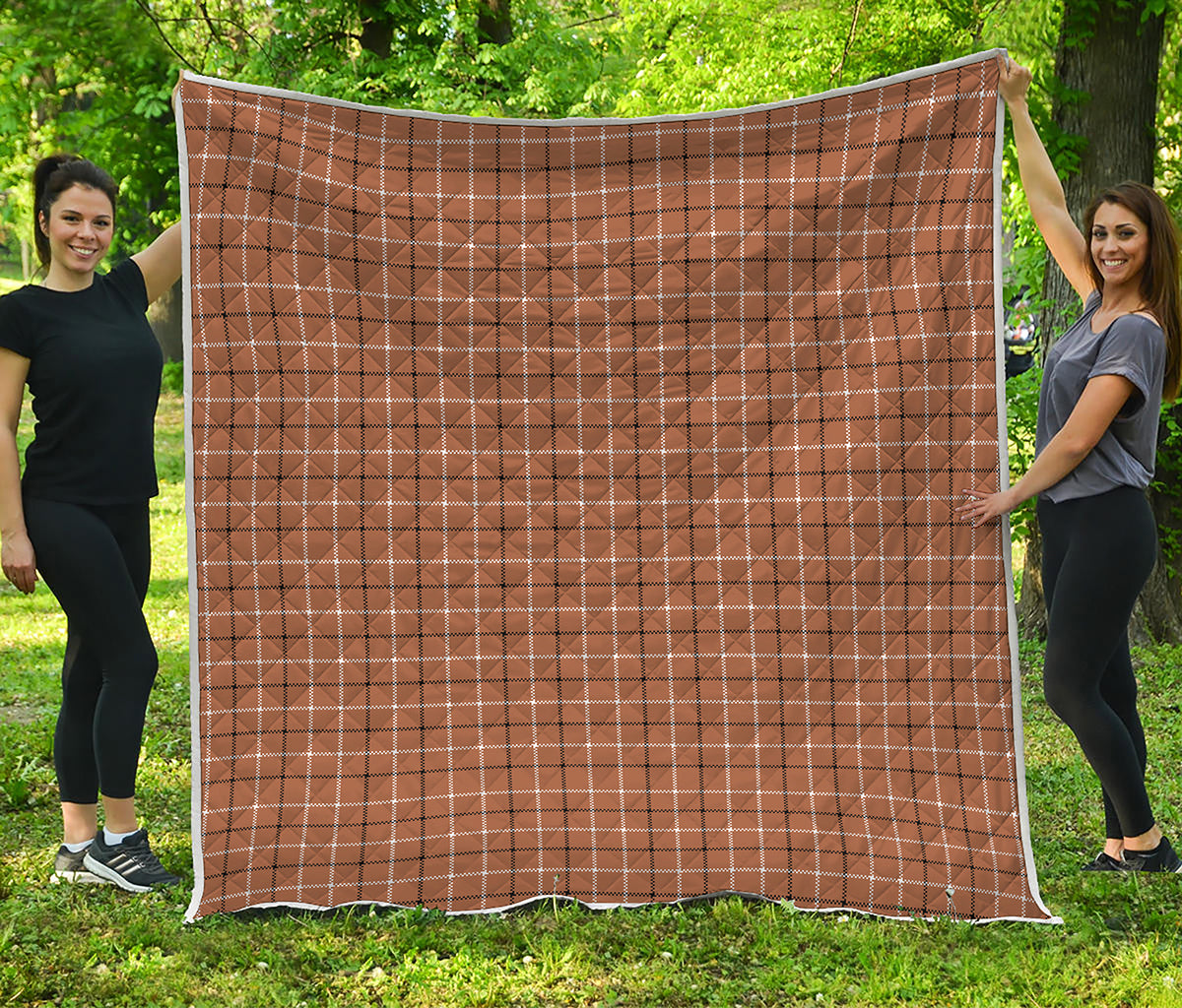Brown Tattersall Pattern Print Quilt