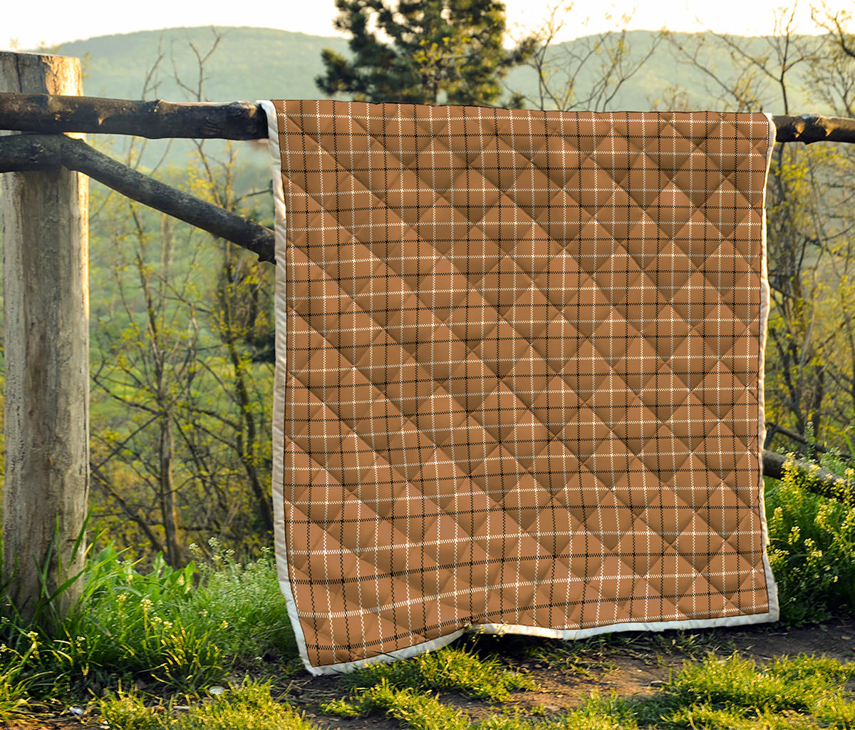 Brown Tattersall Pattern Print Quilt