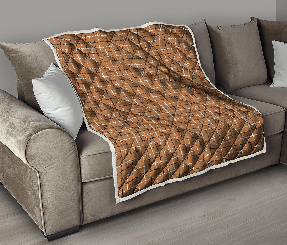 Brown Tattersall Pattern Print Quilt