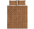 Brown Tattersall Pattern Print Quilt Bed Set