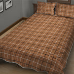 Brown Tattersall Pattern Print Quilt Bed Set