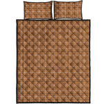 Brown Tattersall Pattern Print Quilt Bed Set