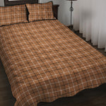 Brown Tattersall Pattern Print Quilt Bed Set