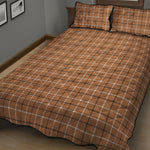 Brown Tattersall Pattern Print Quilt Bed Set
