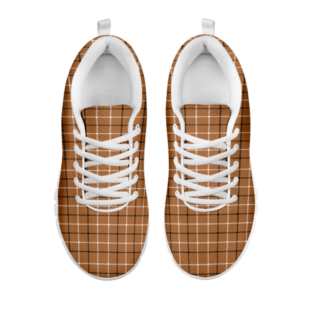 Brown Tattersall Pattern Print White Sneakers