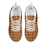 Brown Tattersall Pattern Print White Sneakers
