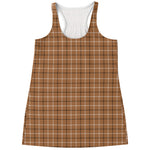 Brown Tattersall Pattern Print Women's Racerback Tank Top