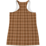 Brown Tattersall Pattern Print Women's Racerback Tank Top