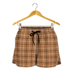 Brown Tattersall Pattern Print Women's Shorts