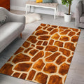 Brown Watercolor Giraffe Pattern Print Floor Mat