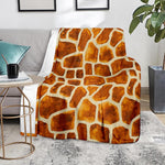 Brown Watercolor Giraffe Pattern Print Blanket
