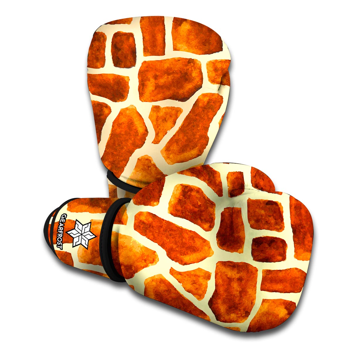Brown Watercolor Giraffe Pattern Print Boxing Gloves
