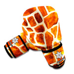 Brown Watercolor Giraffe Pattern Print Boxing Gloves