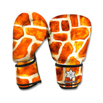 Brown Watercolor Giraffe Pattern Print Boxing Gloves